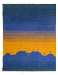 Gold and Blue Sumac Gabbeh Design 8' X 10'