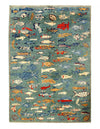 Fine hand Knotted Gabbeh Fish design 5' X 7'