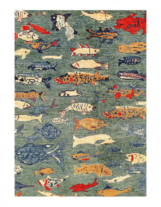 Fine hand Knotted Gabbeh Fish design 5' X 7'