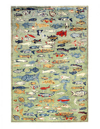 Fine hand Knotted Gabbeh Fish design 5' X 8'