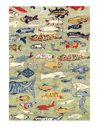 Fine hand Knotted Gabbeh Fish design 5' X 8'