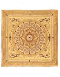 Beige Fine Hand Knotted Abusson Rug 9'8" x 9'8"