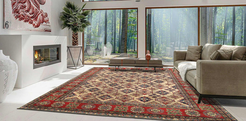 Ivory Super Kazak Lamb's Wool Rug - 10' X 13'3"