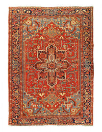 Rust Persian Antique Heriz Rug 7'5" X 11'