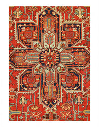 Rust Persian Antique Heriz Rug 7'5" X 11'