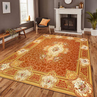 Light Brown Fine Hand Knotted Aubusson Rug 8' X 9'9''