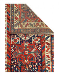 Navy Blue Russain Antique Kazak runner 3'5" X 9'4"