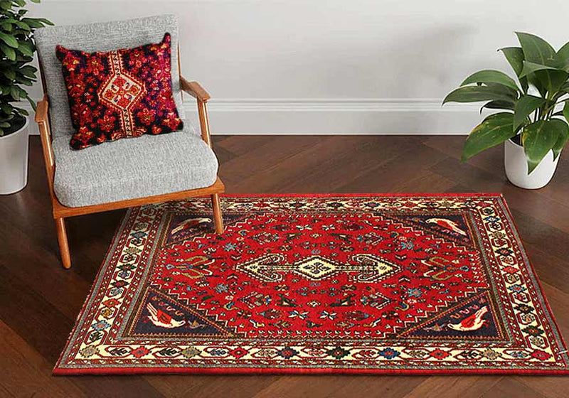 Red Fine Hand Knotted Persian Abadeh Rug 3' X 5'