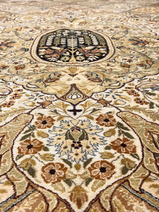 Beige Color Fine Hand Knotted Tabriz Design 12' X 17'