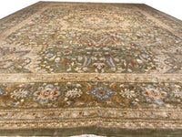 Beige Color Fine Hand Knotted Tabriz Design 10' X 14'