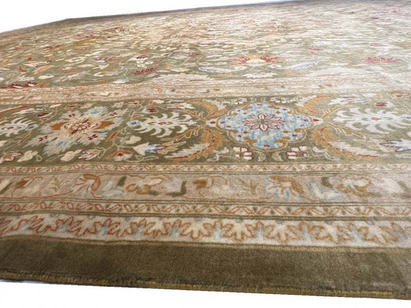 Beige Color Fine Hand Knotted Tabriz Design 10' X 14'