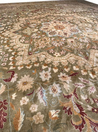 Beige Color Fine Hand Knotted Tabriz Design 10' X 14'