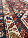 Navy Blue Russain Antique Kazak runner 3'5" X 9'4"