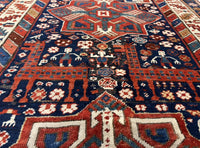 Navy Blue Russain Antique Kazak runner 3'5" X 9'4"