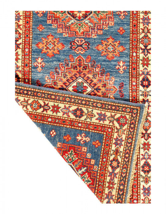 blue Super Kazak Lamb's Wool Runner 2'8" X 9'4"