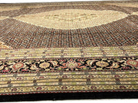 Black Tabriz Design fish Design Silk & Wool 10' X 14'