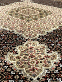 Black Tabriz Design fish Design Silk & Wool 10' X 14'