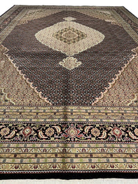 Black Tabriz Design fish Design Silk & Wool 10' X 14'