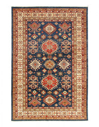 Navy blue Super Kazak Lamb's Wool rug 5'5" X 8'6"