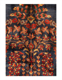 Navy Blue Fine Hand Knotted sarouk mohajran Design 10' X 17'