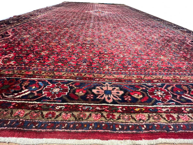 Fine Hand Knotted Persian Antique Hosseinabad Rug 12'5'' X 21'3''