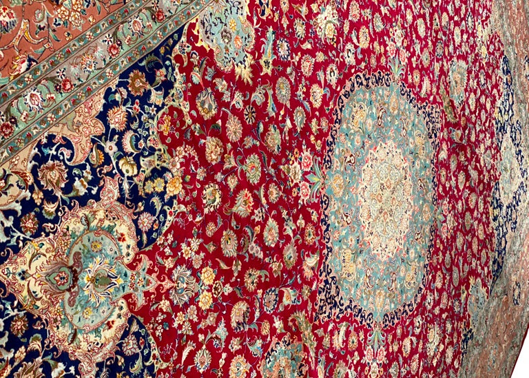 Red Persian Fine Tabri 70 Raj silk & wool 10' X 13'