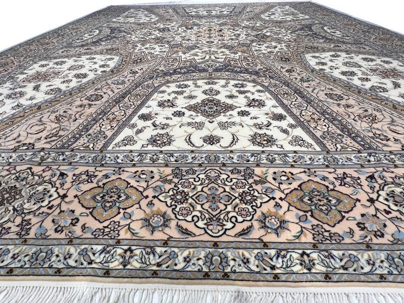 4 LA Fine Hand Knotted Persian silk & wool Habibian Nain 8'5" x 11'9"