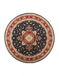 Navy silk & wool sino Tabriz Design Round 10' X 10'