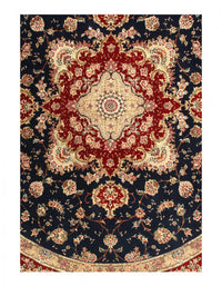 Navy silk & wool sino Tabriz Design Round 10' X 10'