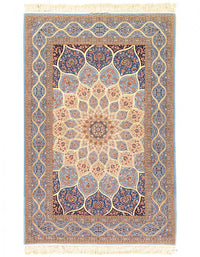 Super Fine Hand Knotted Persian silk & wool Isfahan Rug 5' X 8'