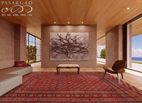 Red Fine Hand Knotted Bokhra Rug 9'1'' X 12'2''