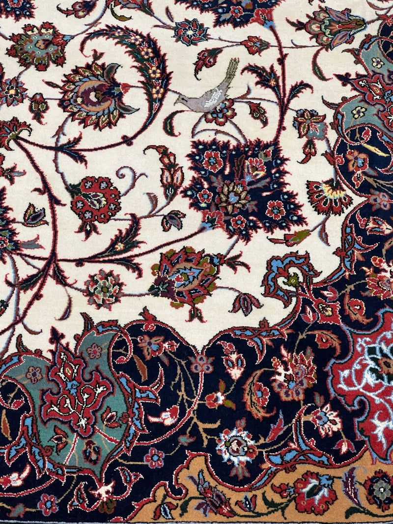 Ivory Fine Persian Isfahan silk & wool 8'2'' X 12'5