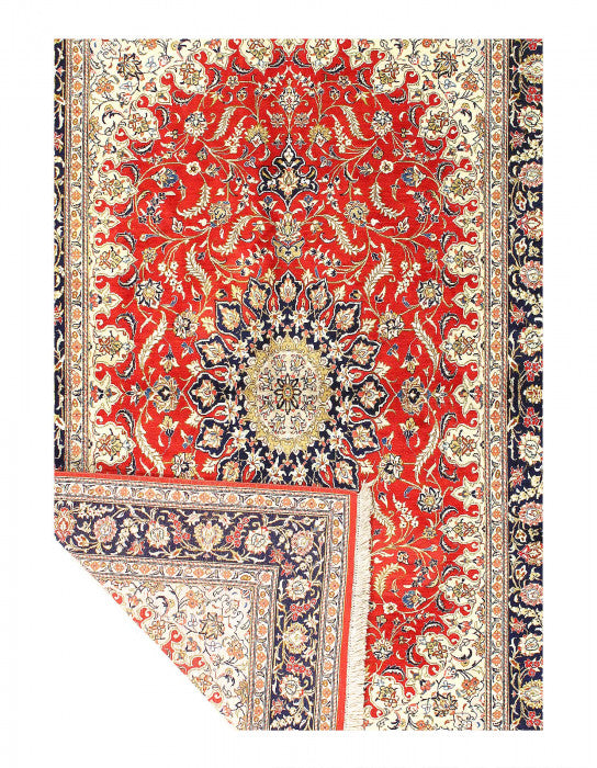 Fine Hand Knotted Pure silk Qum rug 4'3'' X 6'5''