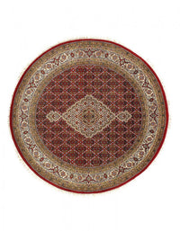 Fine Hand Knotted Silk & wool Tabriz Design round Rug 4'9'' X 4'9''