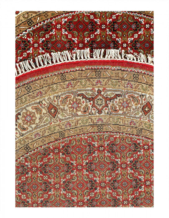 Fine Hand Knotted Silk & wool Tabriz Design round Rug 4'9'' X 4'9''