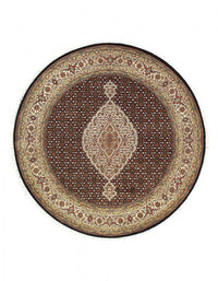 Fine Hand Knotted silk & wool Tabriz Design round rug 5' X 5'