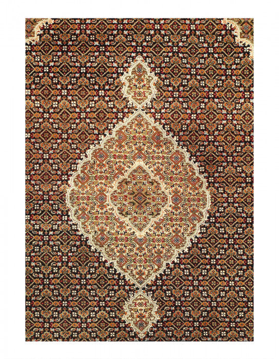 Fine Hand Knotted Silk & wool Tabriz Design rug 4'7'' X 6'6''