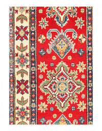 Red Color Fine Hand Knotted Kazak runner 2'1'' X 6'6''