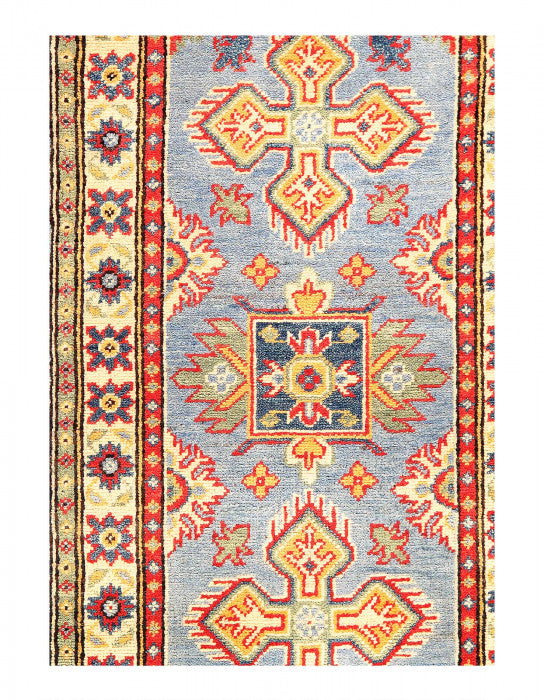 Light Blue Fine Hand knotted kazak runner 2'4'' X 5'11''