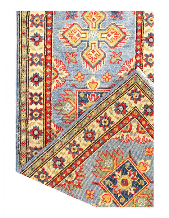 Light Blue Fine Hand knotted kazak runner 2'4'' X 5'11''