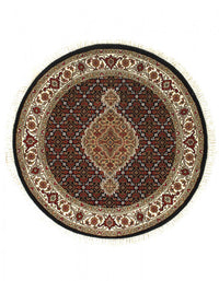 Fine Hand Knotted Silk & wool Tabriz Design round rug 4'' X 4''