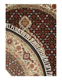 Fine Hand Knotted Silk & wool Tabriz Design round rug 4'' X 4''