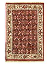 Red color Fine Hand Knotted Silk & wool rug 2' X 3'