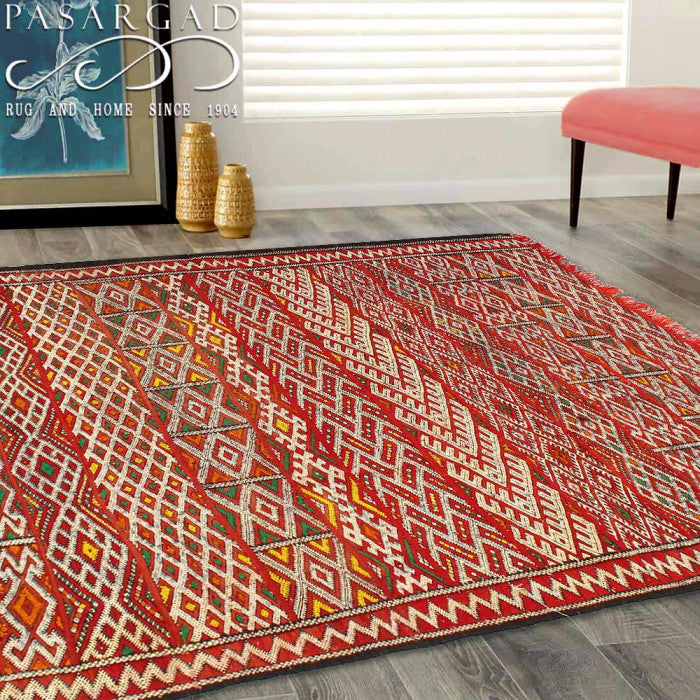 Fine Hand Knotted Flat Weave Moroccan 5'6" x 8'