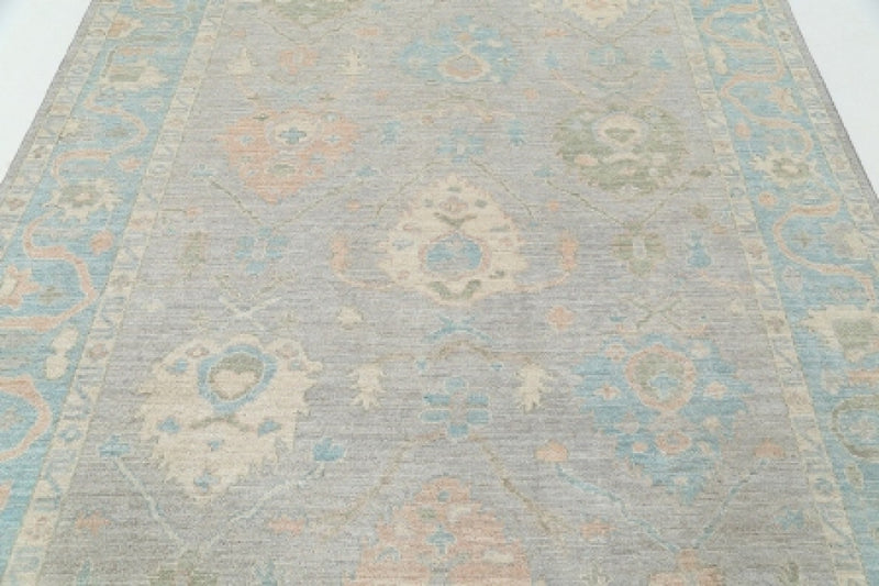 Beige color Fine Hand knotted Oushak rug 7' X 9'11''