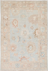 Light Blue Fine Hand knotted Oushak rug 4' X 6'