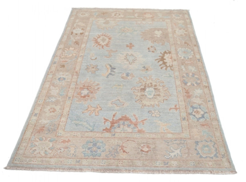 Light Blue Fine Hand knotted Oushak rug 4' X 6'