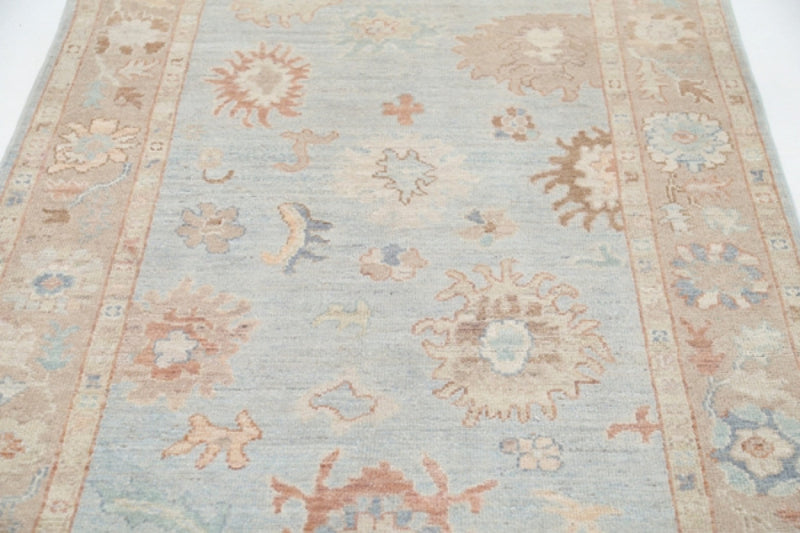 Light Blue Fine Hand knotted Oushak rug 4' X 6'