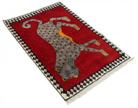 Red color Hand knotted shiraz rug 2'9'' X 4'3''