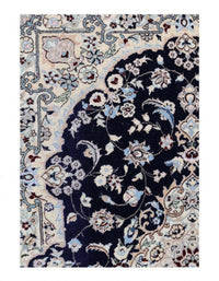 Navy blue hand knotted Silk & wool Nain 2'7'' X 3'11''